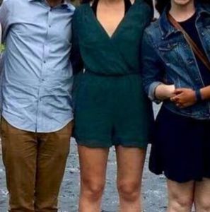 Bell sleeve teal romper